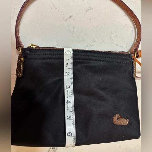 Dooney & Bourke Vintage Black Bag with Brown Embroidered Duck and Brass Hangtag - Picture 8 of 10